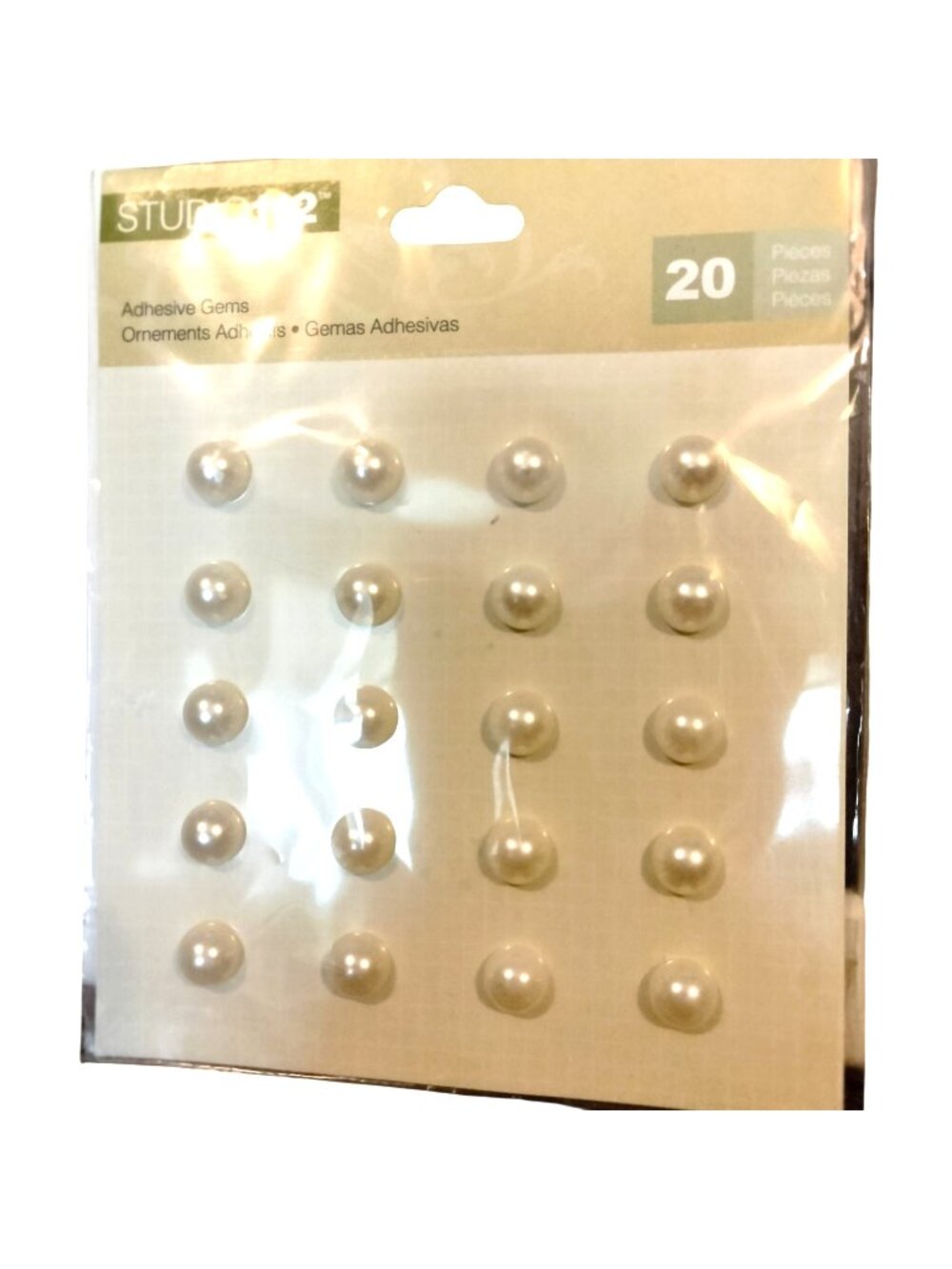 Studio 112 Adhesive Pearl Gems 20 Pieces Flat Dome Crafting  Embellishments